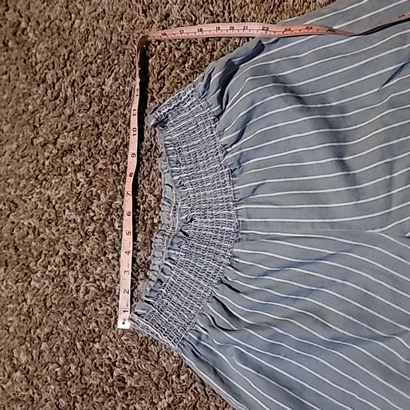 STUNNING BLUE AND WHITE pinstriped WIDE LEG PANTS - Picture 9 of 11